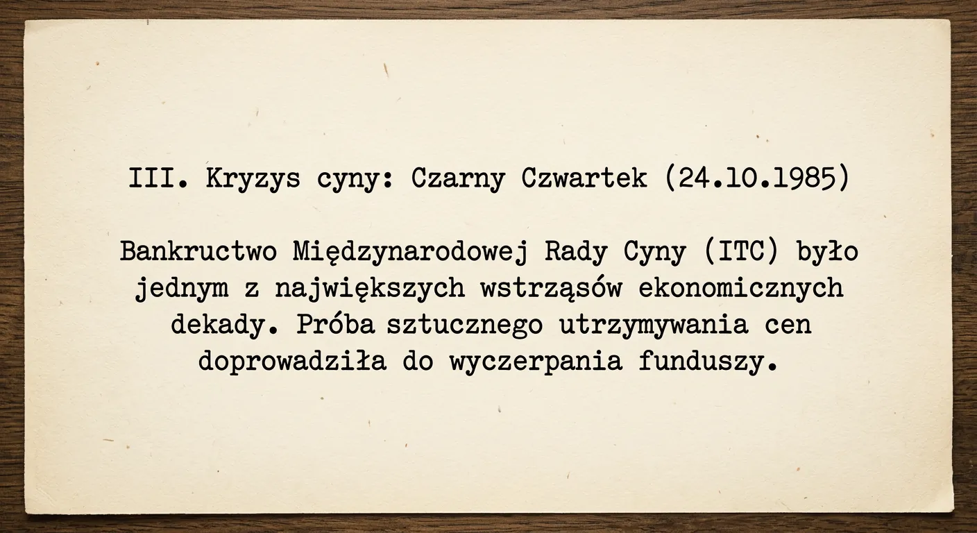 Notatka z akt: kryzys cyny – Czarny Czwartek, 24.10.1985